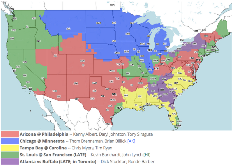 Illustration for article titled Which TV Market's Getting Screwed Today? Your Week 13 NFL Viewing Maps